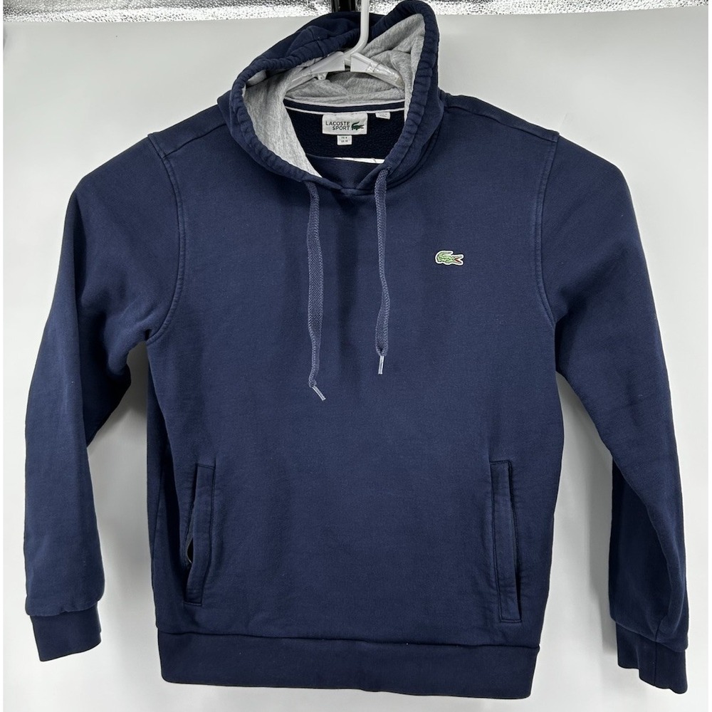 Lacoste Sport Pullover Hoodie Long Sleeve Navy Blue Men's Size Medium